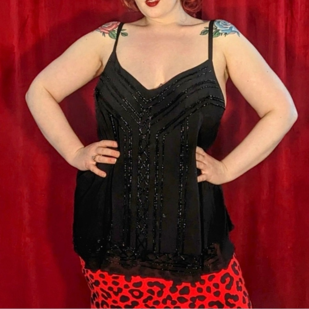 Torrid Black Beaded Camisole Top